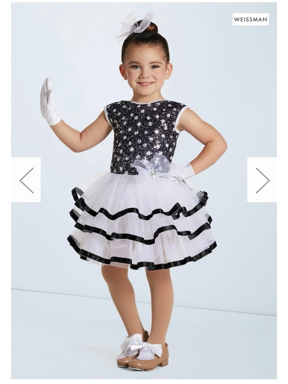 Weissman Showtime Halloween Polka Dot  Tutu Dance Costume Dress Black MC 10/12